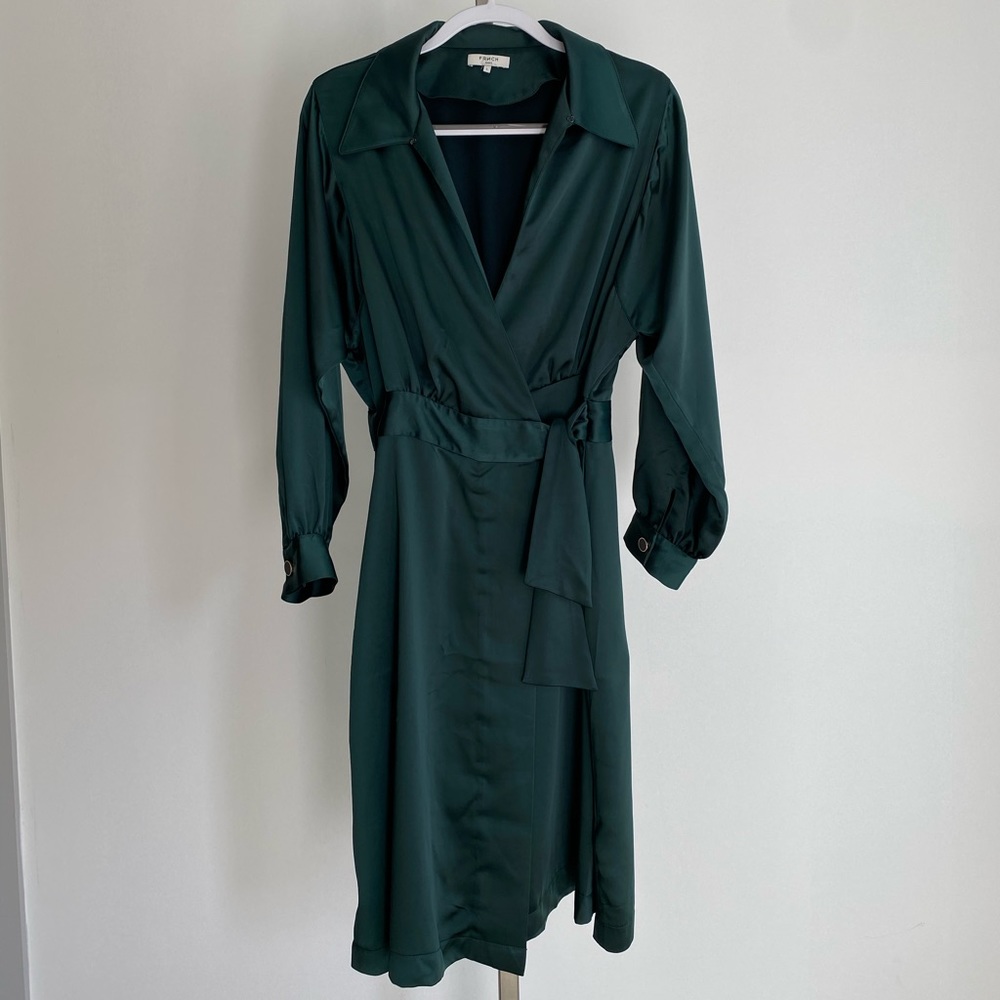 FRNCH Paris Forest green tie up dress